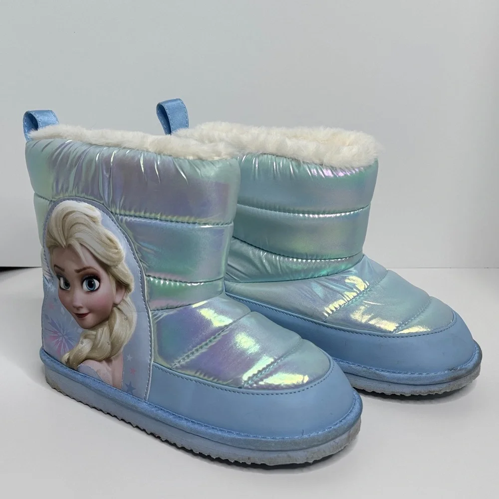 ❄️💙 H&M Disney Frozen Light Blue Padded Boots – youth girls size 2.5-3.5 💙❄️